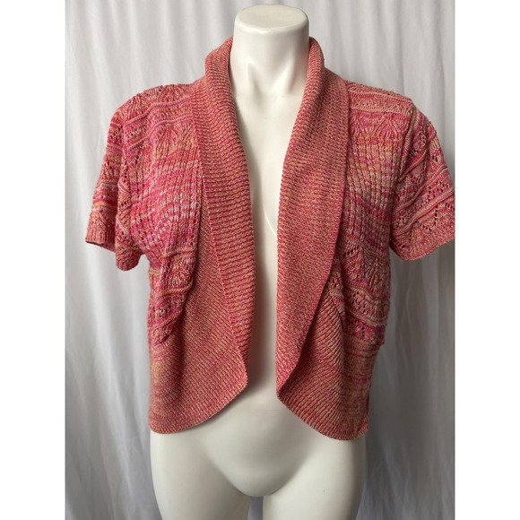 Faded Glory Sweaters - Chic Pink Knitted Cardigan - Short Sleeve Sweater - XXL